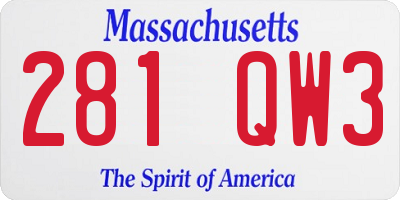 MA license plate 281QW3
