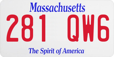 MA license plate 281QW6