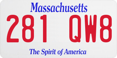 MA license plate 281QW8