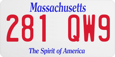 MA license plate 281QW9