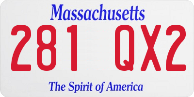 MA license plate 281QX2