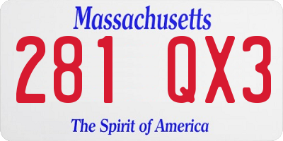 MA license plate 281QX3