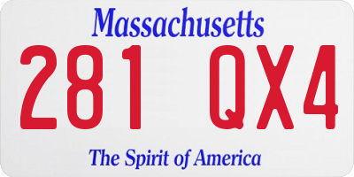 MA license plate 281QX4