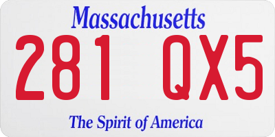 MA license plate 281QX5