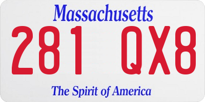 MA license plate 281QX8