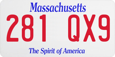 MA license plate 281QX9