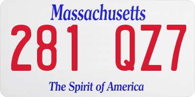MA license plate 281QZ7