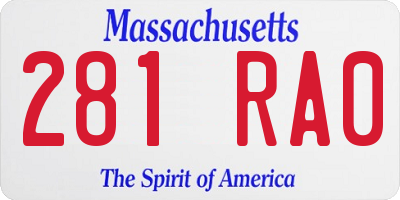 MA license plate 281RA0