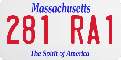 MA license plate 281RA1