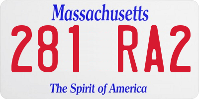 MA license plate 281RA2