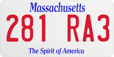MA license plate 281RA3