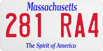 MA license plate 281RA4