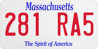 MA license plate 281RA5