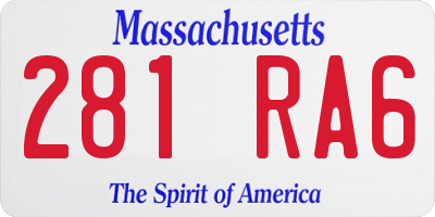 MA license plate 281RA6