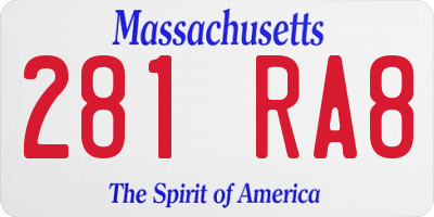 MA license plate 281RA8