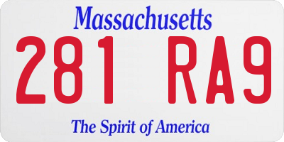 MA license plate 281RA9
