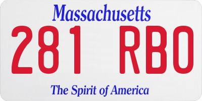MA license plate 281RB0