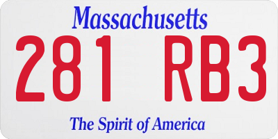 MA license plate 281RB3