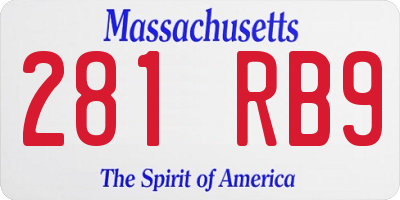 MA license plate 281RB9