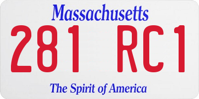 MA license plate 281RC1