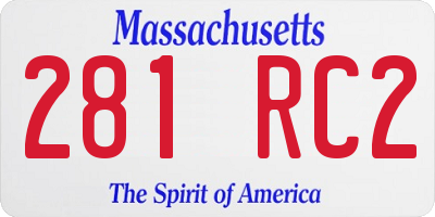 MA license plate 281RC2