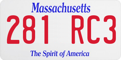 MA license plate 281RC3