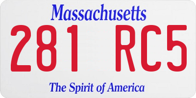 MA license plate 281RC5