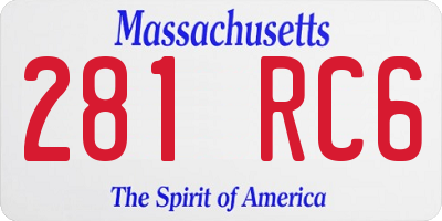 MA license plate 281RC6