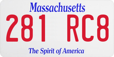 MA license plate 281RC8
