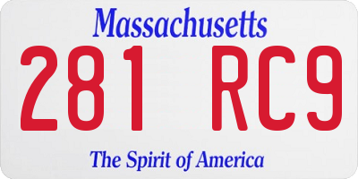 MA license plate 281RC9