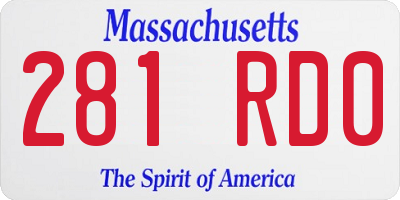 MA license plate 281RD0