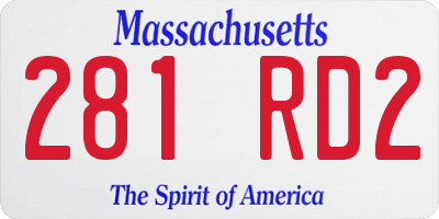 MA license plate 281RD2