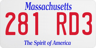 MA license plate 281RD3