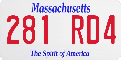 MA license plate 281RD4