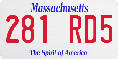 MA license plate 281RD5
