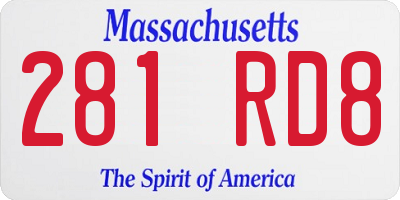 MA license plate 281RD8