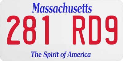 MA license plate 281RD9