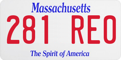 MA license plate 281RE0