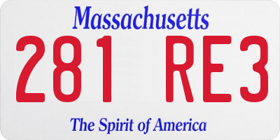 MA license plate 281RE3