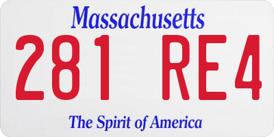 MA license plate 281RE4