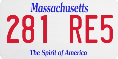 MA license plate 281RE5