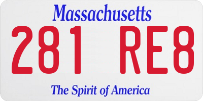 MA license plate 281RE8