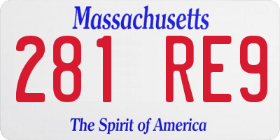 MA license plate 281RE9
