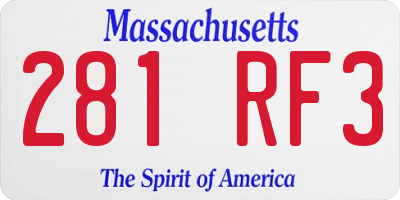 MA license plate 281RF3