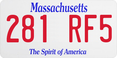 MA license plate 281RF5