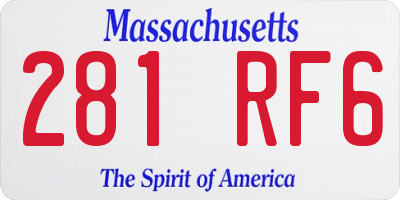 MA license plate 281RF6