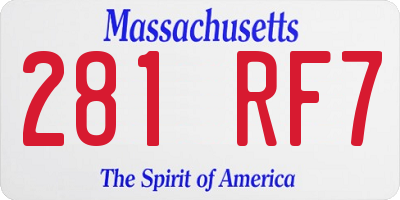 MA license plate 281RF7