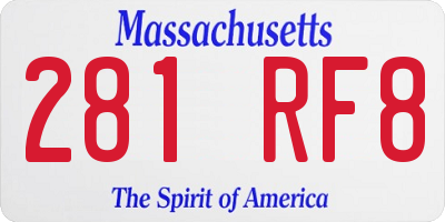 MA license plate 281RF8
