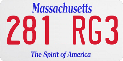 MA license plate 281RG3