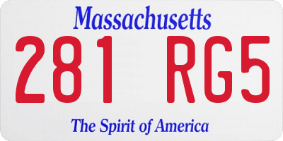 MA license plate 281RG5